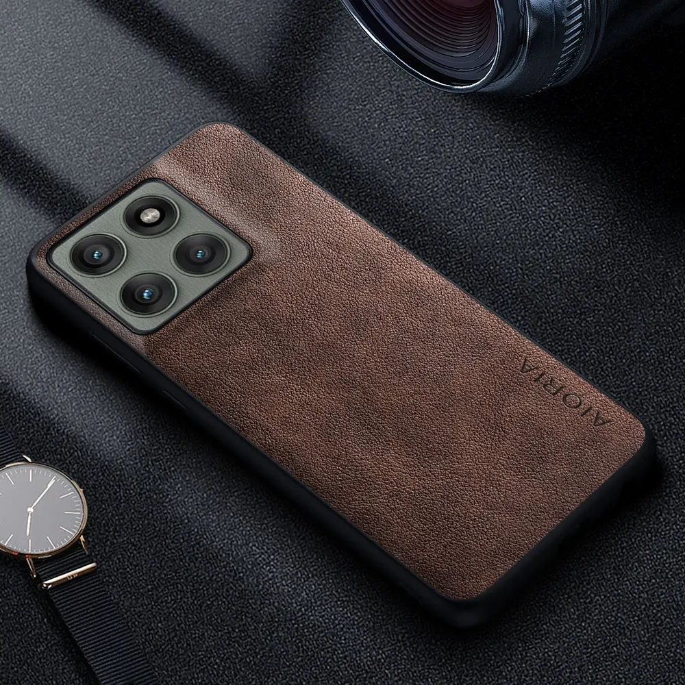 Premium Luxury Leather Phone Case - Retro Business Style Solid Color Cover