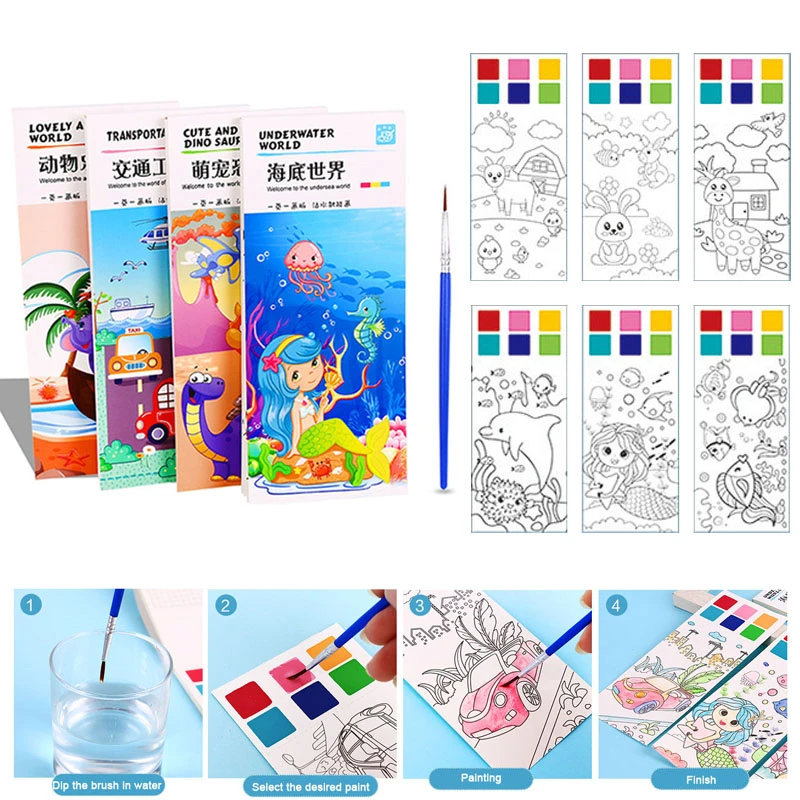 Toys Water Paint Coloring Book Water Coloring Book Child 20pages