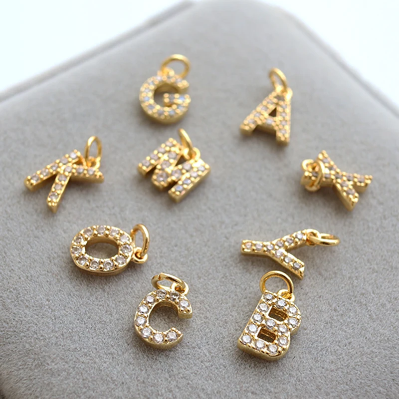 Gold Rhinestone Letter Charms