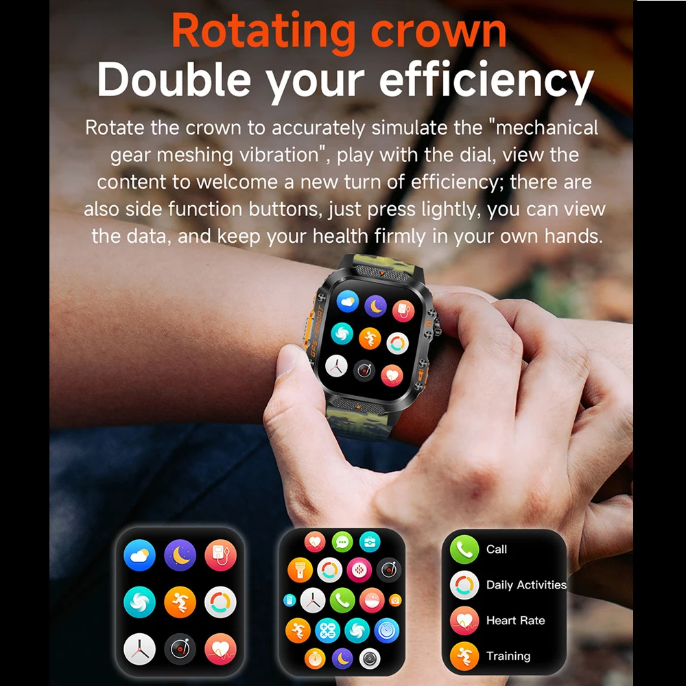 2025 New GPS Satellite Positioning Smart Watch Men Flashlight Compass 30M Waterproof Bluetooth Call Smartwatch Android IOS