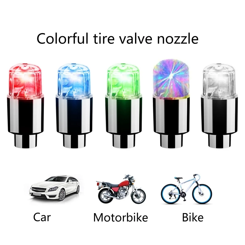 4x Vehicle Non-Flashing Tire Valve Stem Caps LED Lights 4-Piece