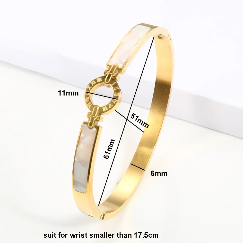 White Shell Roman Numeral Bangles & Bracelets Gold Color Women Bangle For Fashion Bracelet Jewelry bangle bracelet