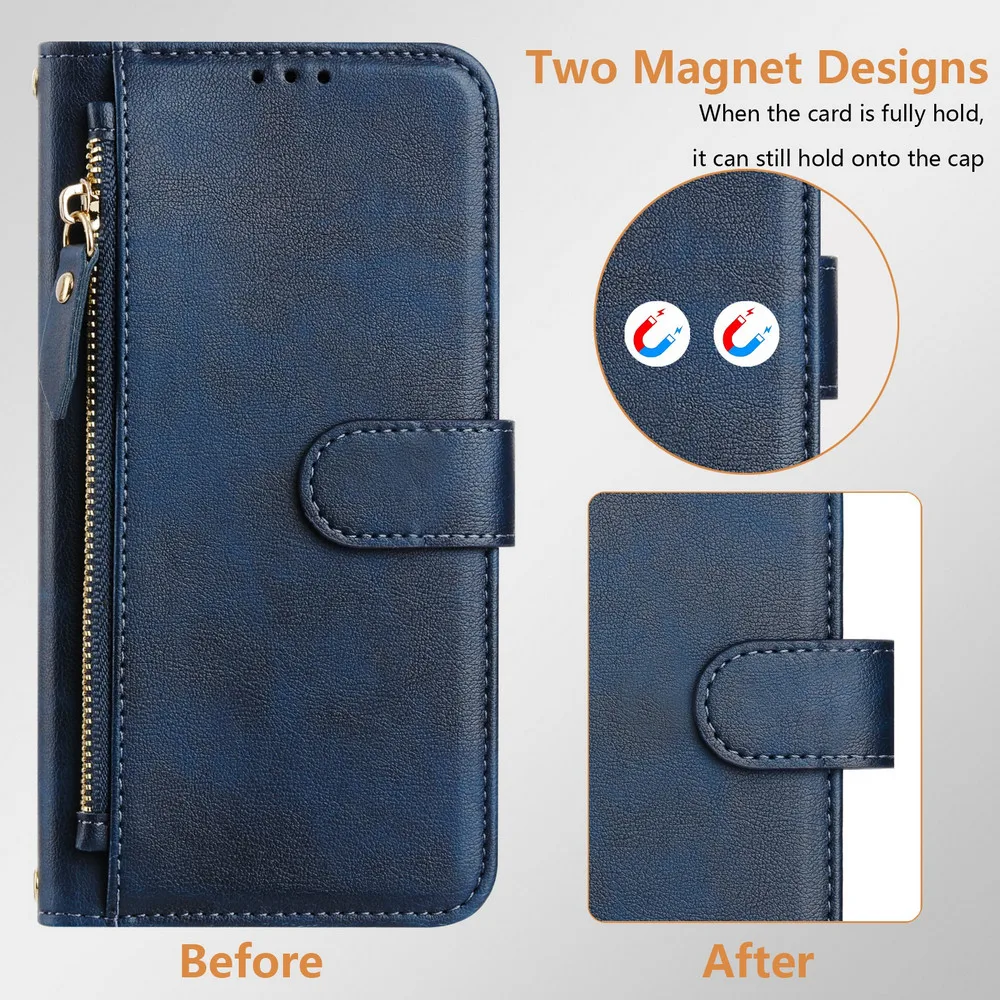 Premium Crossbody Zipper Leather Wallet Case