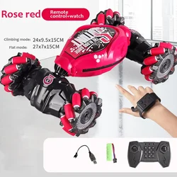 RC Stunt Drift Car with Music, LED Lights, and Spray (Rose Red)