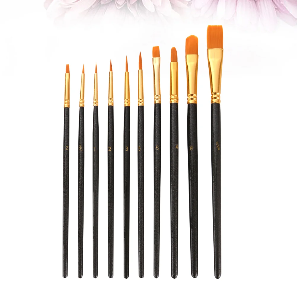 

10 шт. нейлоновая шерстяная краска с деревянной ручкой картина маслом искусственная Акриловая картина маслом кисть для студентов художников (перламутровая