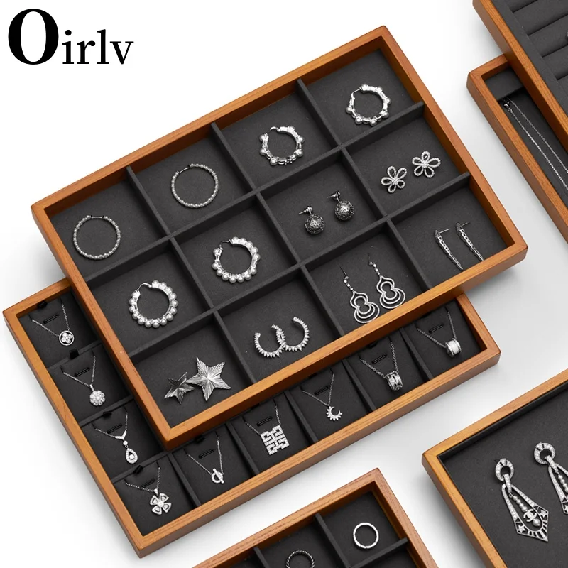 Oirlv Wooden Jewelry Display Exquisite Jewellery Holder Portable Ring Earrings Necklace Organizer Box wooden jewelry display