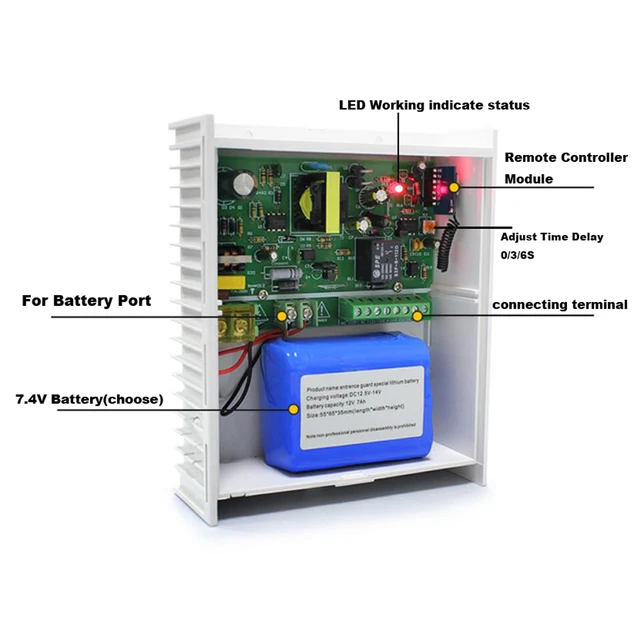 AC 100~240V DC 12V 5A Power Supply Transformer Backup Battery Interface Adapter RFID Card Access Control System Power Covertor 1
