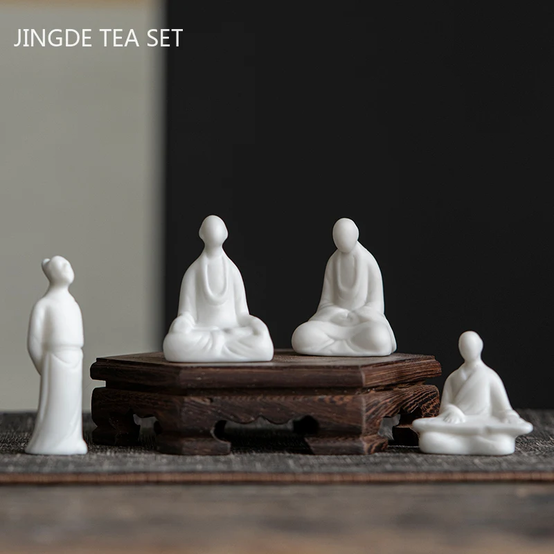 Ceramics Figure Statue Decoration White Porcelain Tea Pet Decor Ornament Handmade Tea Table Accessories Boutique Teaware tea pet ornaments