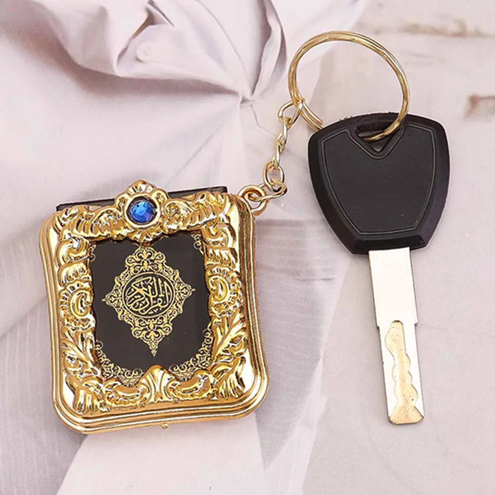 1Pcs Resin Islamic Mini Ark Quran Book Keychain Muslim Real Paper Can Read Pendant Key Ring Keychain Religious Jewelry porte clé