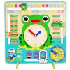 Cartoon Wooden Frog Calendar Clock Set Children Wood Calendar Time Cognitive Matching Toys Kids Early Learning Education Toys 6