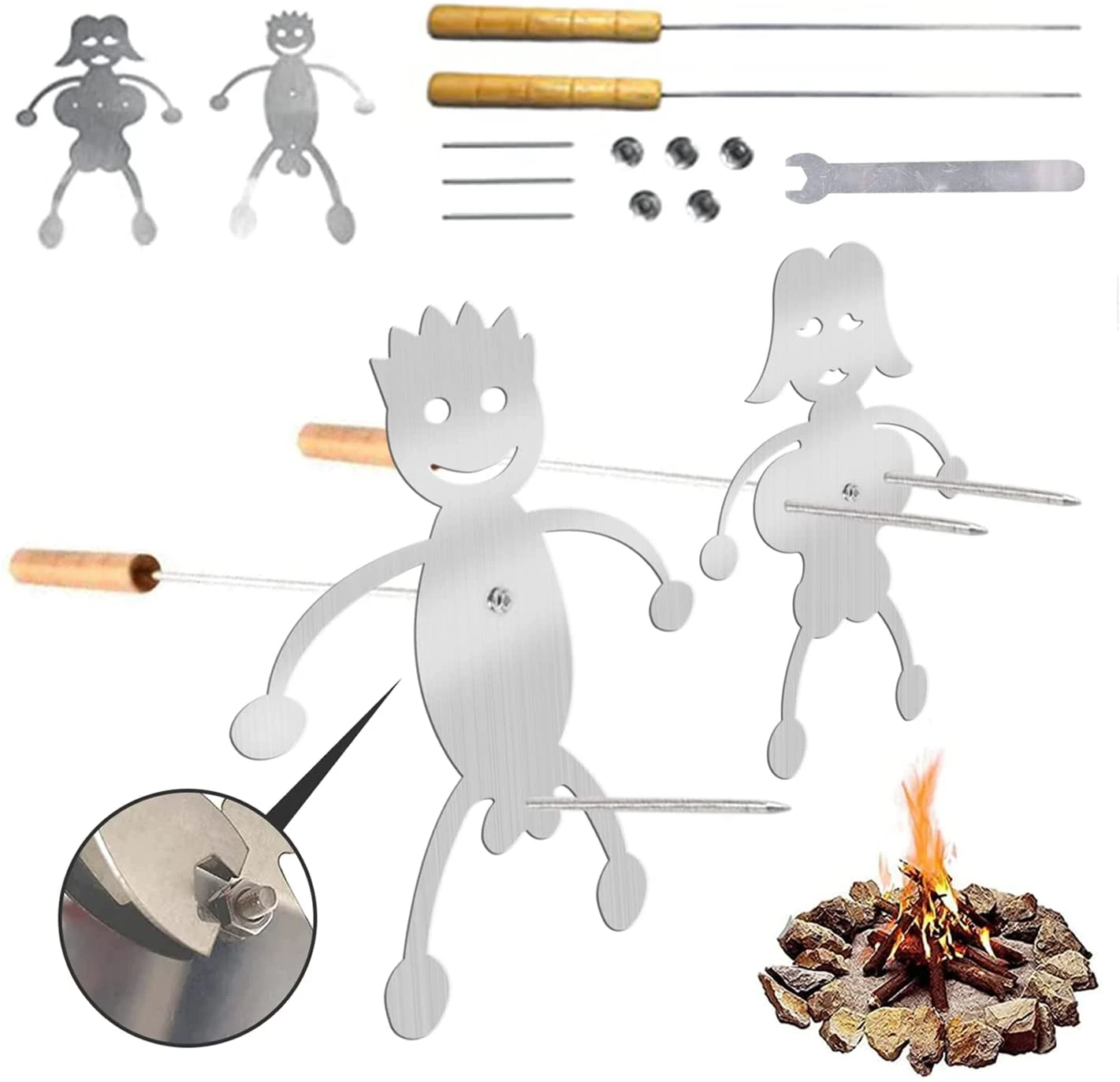 Hot Dog And Marshmallow Roaster Man And Woman Roasting Sticks Funny Bbq