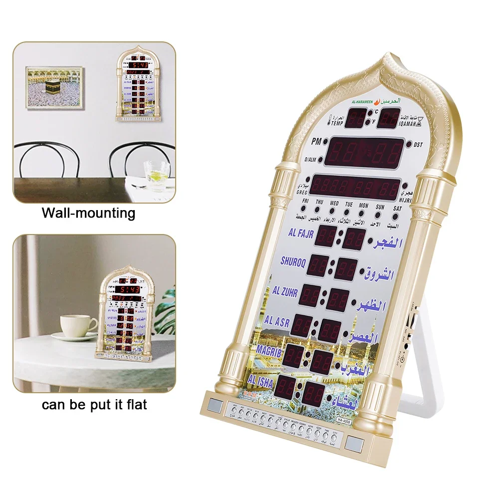 Digital Clock Azan Mosque Prayer Clock Islamic Mosque Azan Calendar Muslim Prayer Wall Clock Alarm Ramadan Home Decor Remote Control Table Clock
