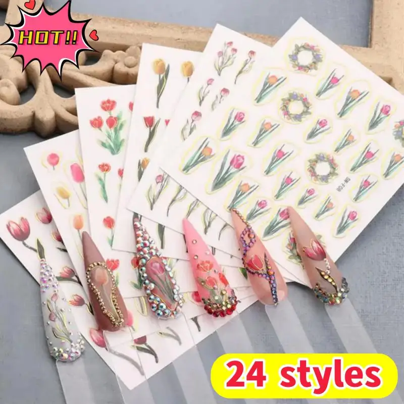 

Декоративные переводные наклейки для ногтей, наклейки для дизайна ногтей, бронзирующие, нестандартные, солнце, луна, тюльпан, позолоченные, для маникюра, клейкие стикеры, инструменты