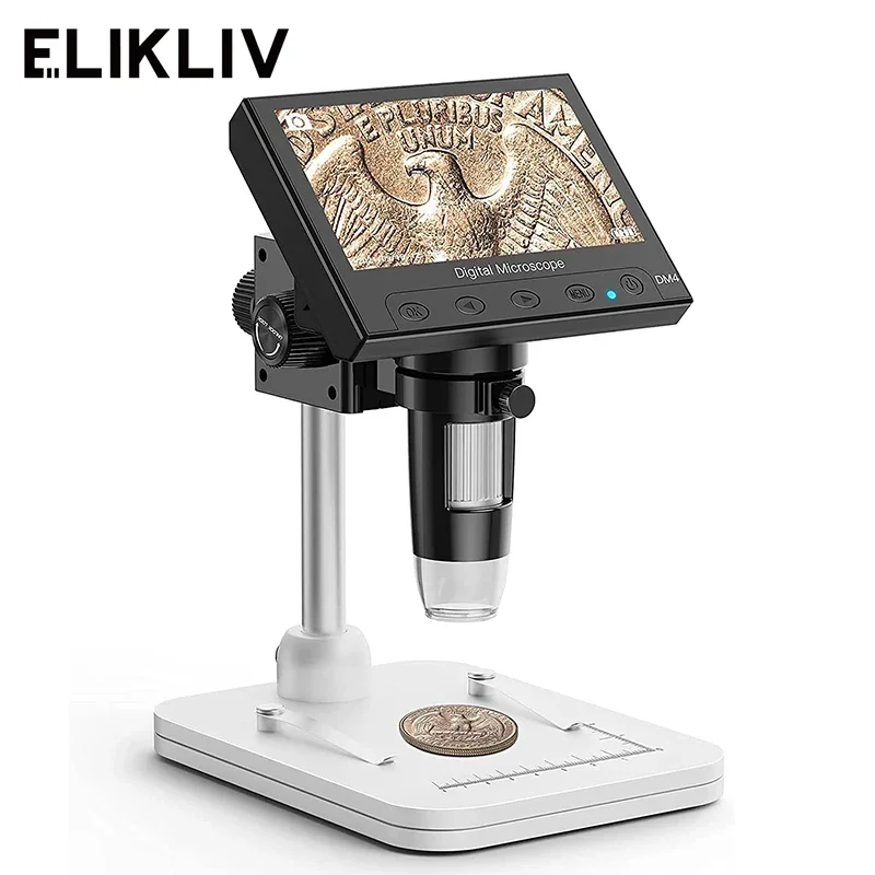 Elikliv EDM4 4.3" LCD Digital Microscope for Electronic 1000x Coin Magnifier Repair Microscope with LED Lights for PC Windows