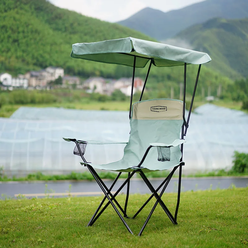 Chaise pêche pliante avec accoudoirs confortable et protection UV pour extérieur