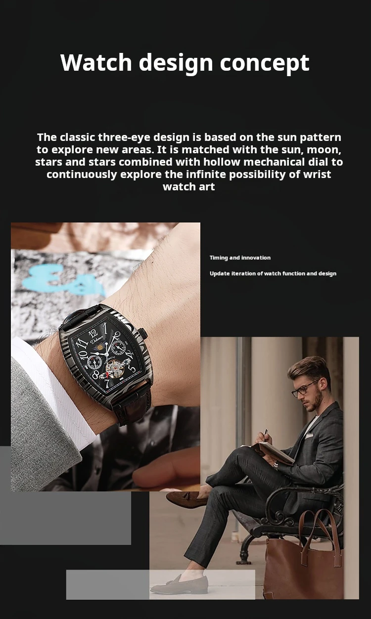 Top-Marke Luxus Tourbillon Mechanische Uhr Für Männer Mode Schwarz Stahl Wasserdicht Mondphasen Automatische Uhr Reloj Hombre_voghion.com