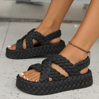2025 Casual Elegant Summer Comfortable Platform Sole Hollow Open Toe Women's Sandals