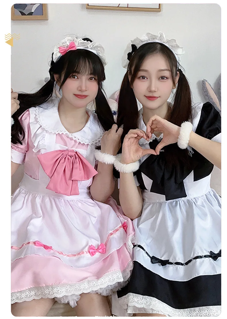 Lolita Cosplay Kleid Pink Maid Anime Kawaii Sweet Halloween Damen 27