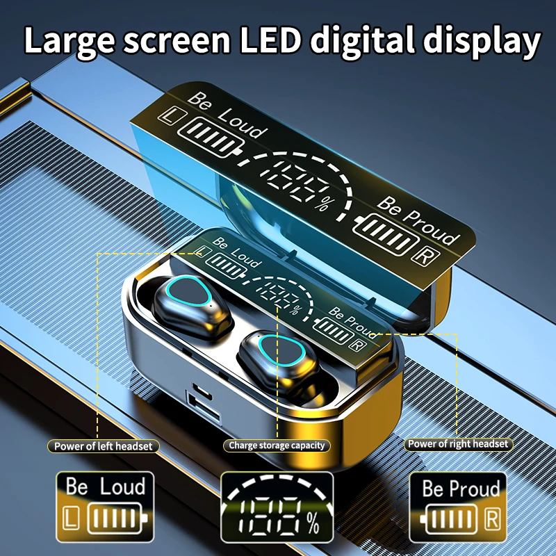 

Новые беспроводные наушники TWS 5,2 водонепроницаемые спортивные наушники 9D HIFI стерео шумоподавляющие наушники для