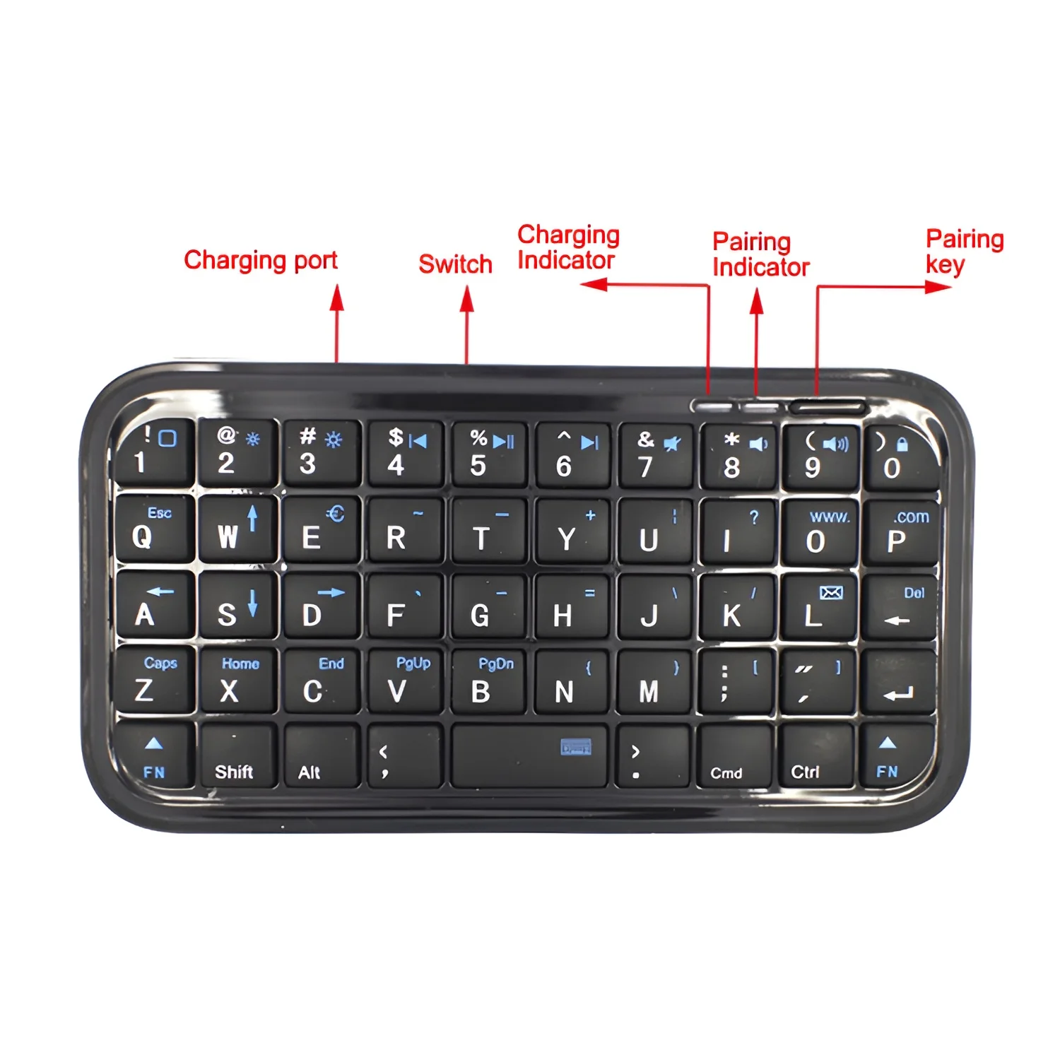Wireless Bluetooth 3.0 Keyboard Rechargeable Type-C Port Mini Slim Travel Size Keypad 49 Keys Keyboard for Tablets Smartphone