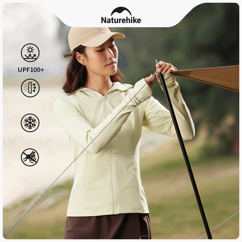 Naturehike Long Sleeve Hoody UPF100+ Coat Summer Women Sun UV Protection Quick Dry Clothing Hooded Jacket Thin Beach Sweatshirt