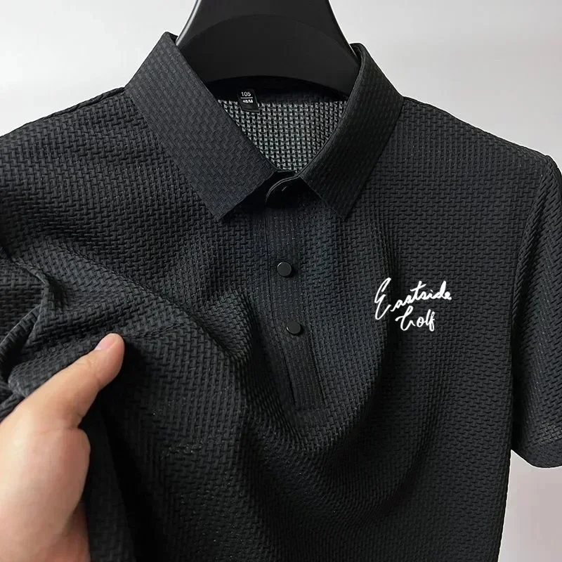 Herren-Golfshirt - Sommer-Eisseidenstoff - Revershemd - Kurzarm-Polo-Top - Golfbekleidung - Herren-Business-T-Shirt