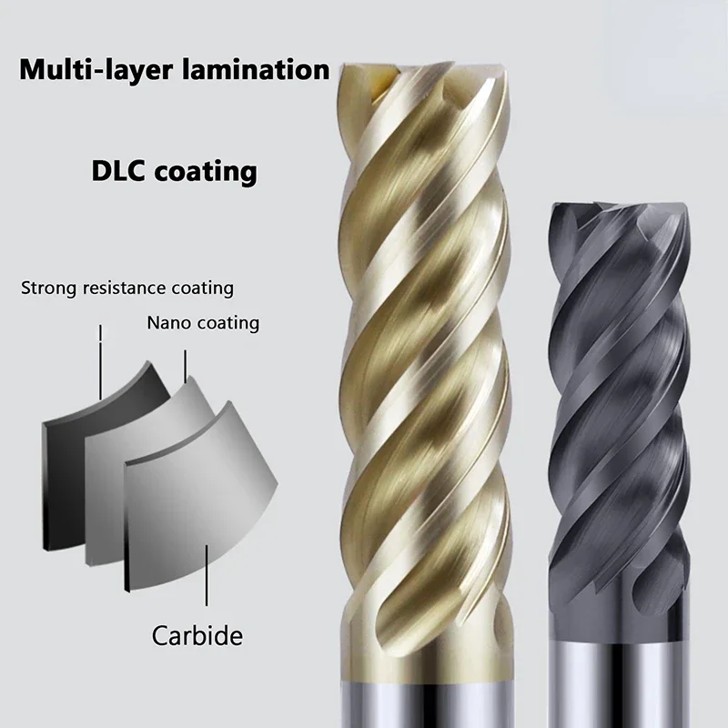 CNC Carbide End Mill HRC65 HRC68 Tungsten Cutter 4 Flute Metal Steel Unequal helix Machining Tool 1 2 34 5 6 7 8 9-20 Router Bit