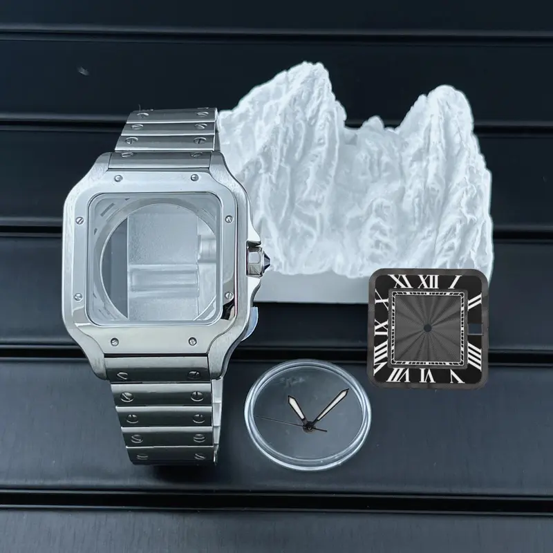 38mm Square Watch Case 316L Steel Strap Watch Repair Modification No Logo 27mm Dial for Sandoz NH36 NH35 NH70 Automatic Movement - Image 6