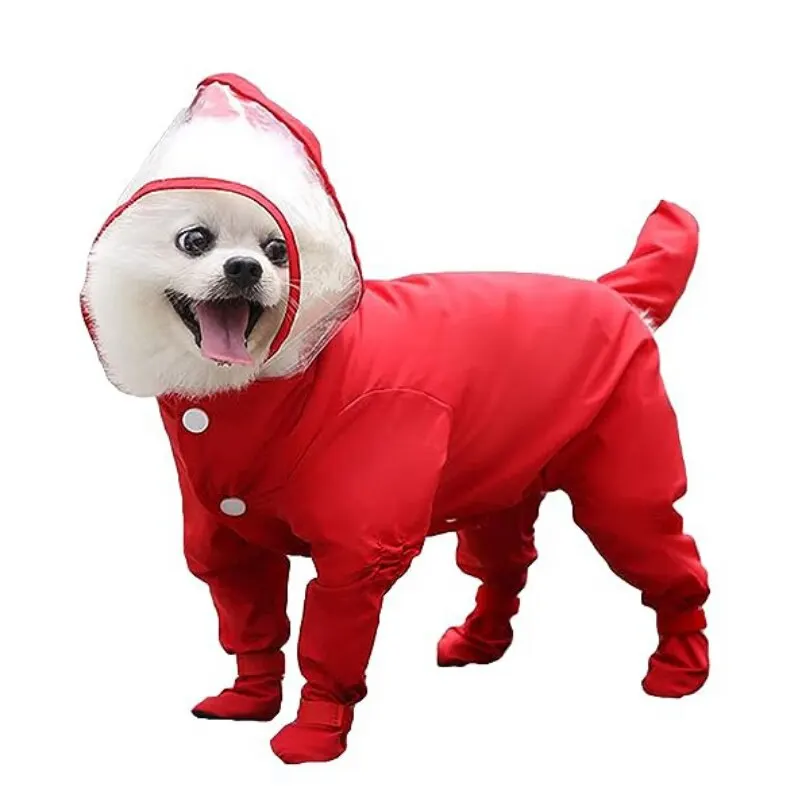 WaterproofPuppyDogRaincoatwithHoodDogOnesieRainJacketRain