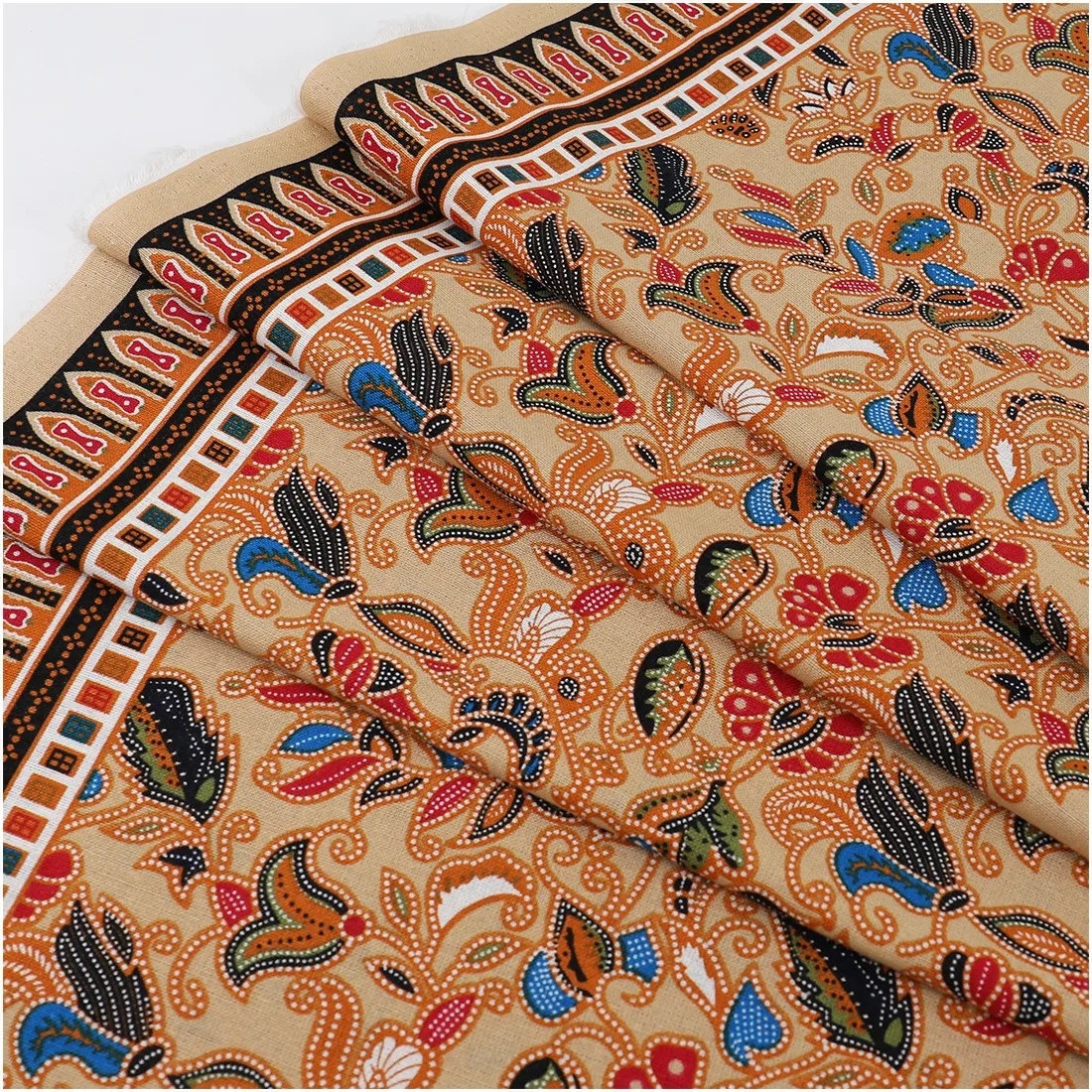 Ethnic style cotton linen printed fabric 145x50cm for handmade DIY clothing tablecloth decoration