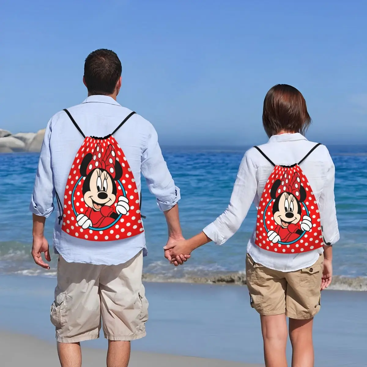 Custom Happy Minnie Mouse Drawstring Bag for Training Yoga Backpacks Men Women Cartoon Sports Gym Sackpack 6