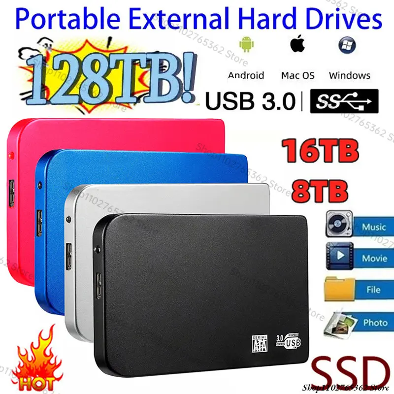 Portable Original 128TB SSD High speed External Solid State Hard Drive