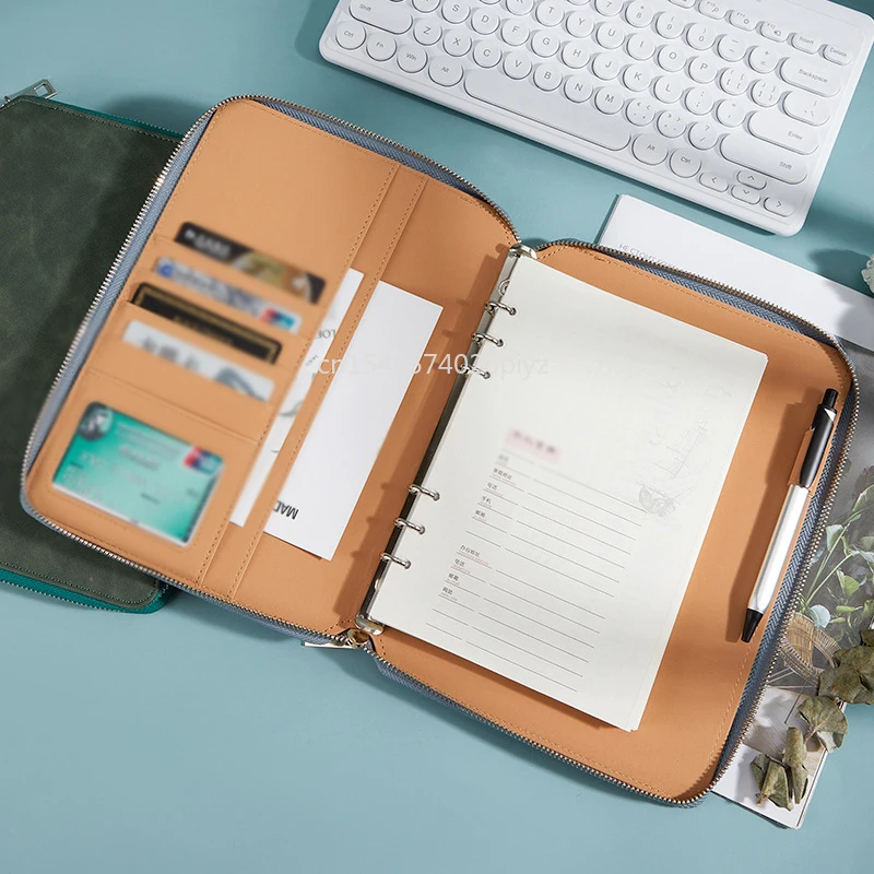 Business A5 Zipper Bag Loose-Leaf Notebook Stationery Multifunctional Creative Notepad Manager Bag Portable