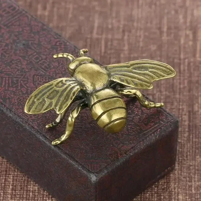 Solid Brass Insect Honeybee Figurines Miniatures Tea Pet Funny Beetle Crafts Collection Desktop Small Ornaments Home Decorations