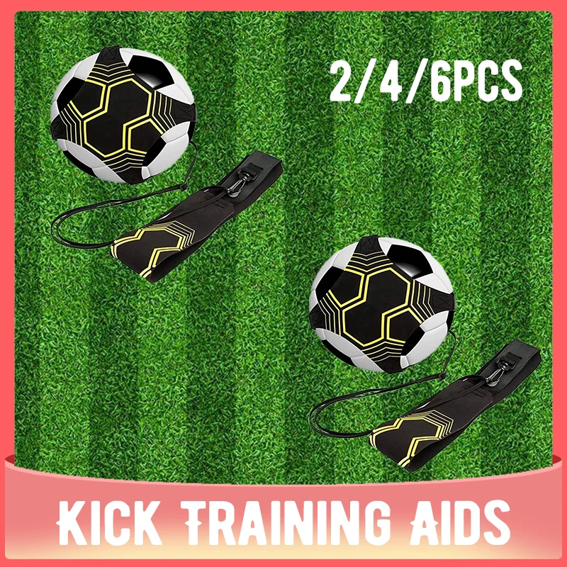 2/4/6pcs Football Kick Trainer Soccer Training Aids Throw Sole Practice Equipment for Kids with Adjustable Belt Elastic Rope