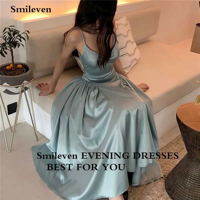 

Smileven Sky Blue Spaghetti Strap Evening Dresses A Line V Neck Prom Party Gowns Robe De Soirée Prom Dress 2023