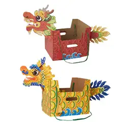 Chinese Paper Dragon New Year Decoration, Chinese New Year Dragon Boat for Mid Autumn Festival Celebration Boys and Girls