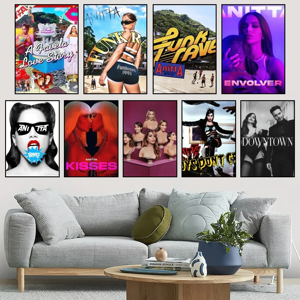 Brazilian Singer Anitta Poster Home Bar Coffee House Decor Aesthetic Art Wall Painting Stickers Indoor