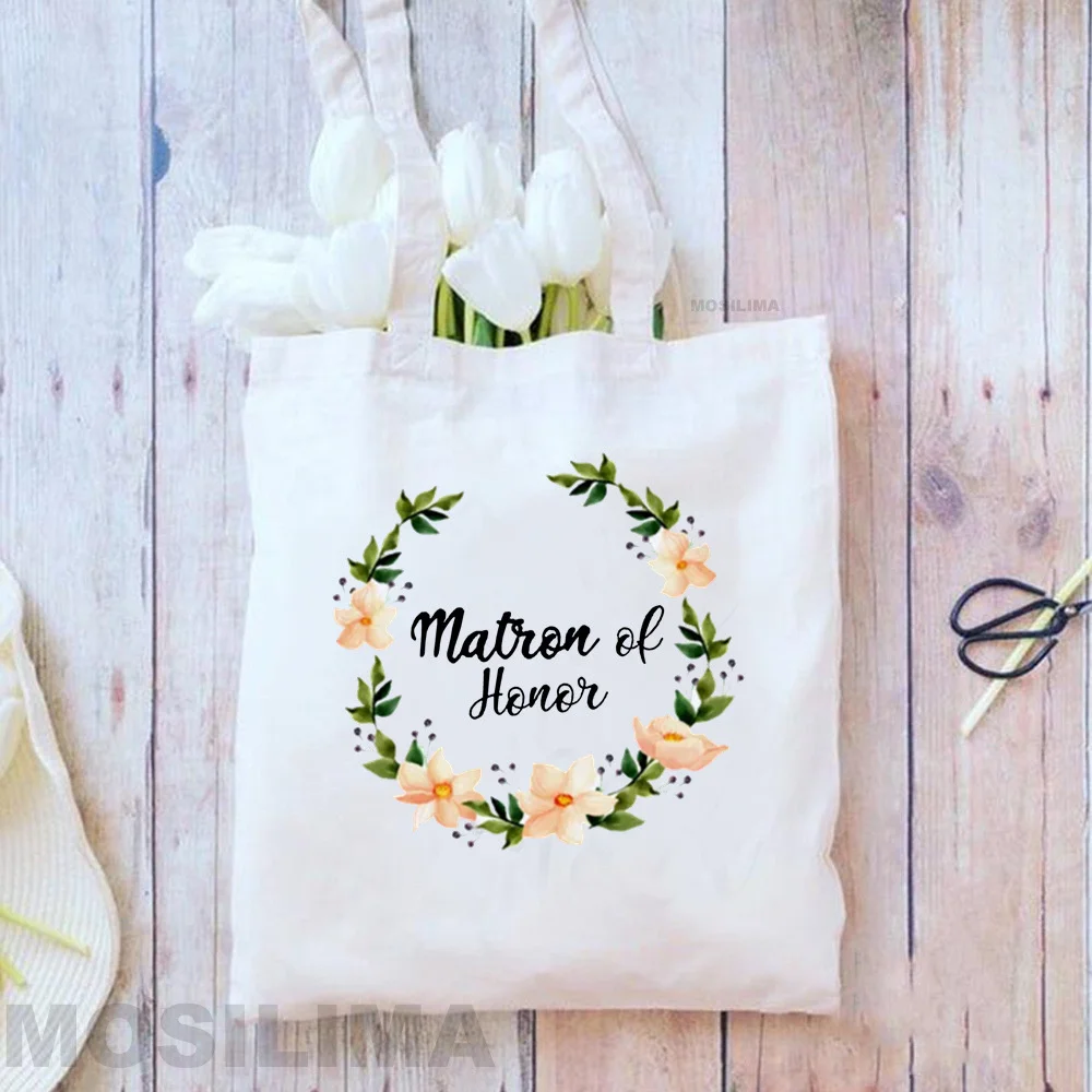 

Fashion Shopping Bag Bridal Bachelorette Party Team Bride Wedding Gift Canvas Tote Shoulder Bags Reusable Eco Bag 35*40CM DG089