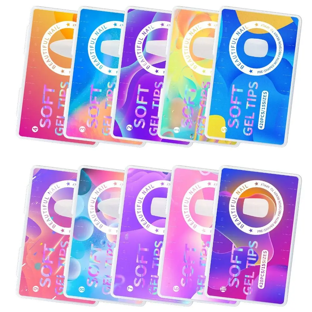 

420 шт. пресс для ногтей Аксессуары для дизайна ногтей Типсы для геля для ногтей поддельные ногти миндаль Квадратный Гроб полное покрытие накладные ногти