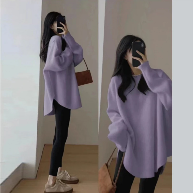Hood Sweater Men's Winter Loose Chic Idle Sle Retro Knit Solid Outerwear Teenagers Fashion Trendy Warm Man Clothing