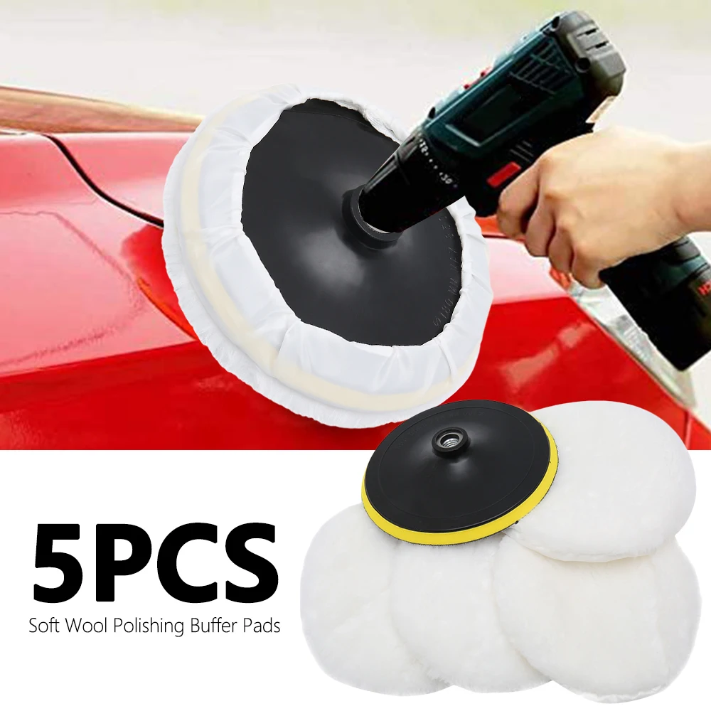 5Pcs Polishing Buffer Pads 7 Inch 180mm Polishing Bonnets Wool Buffing Wheel Pad for Car Polisher Polishing Waxing Pads Kits