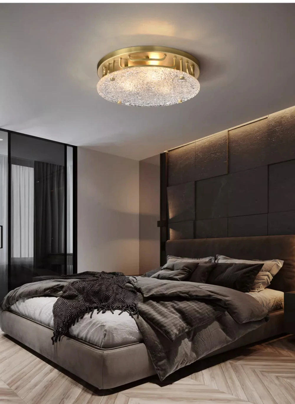 3-Light Semi Flush Mount Ceiling Light - 15" Gold Drum Fixture With Fabric Shade For Modern Homes