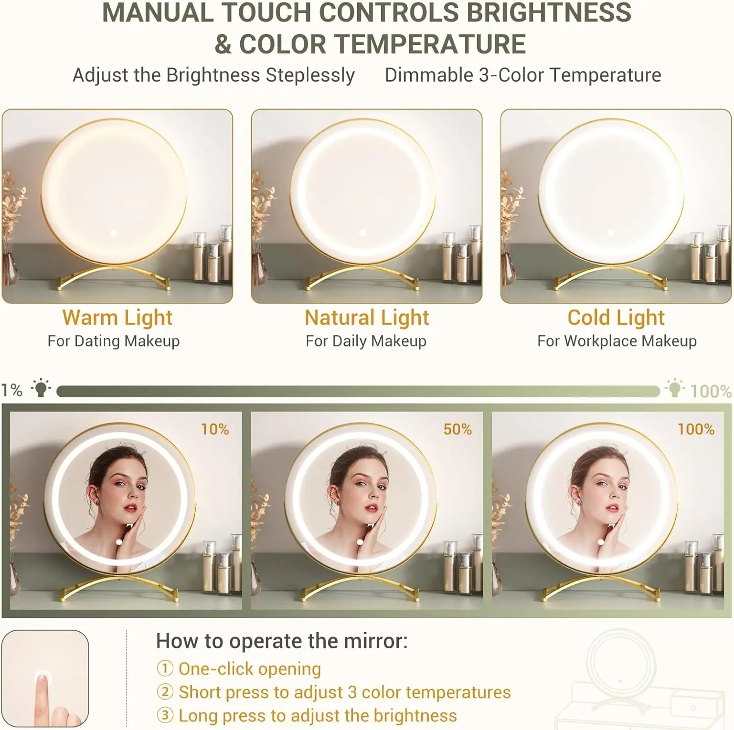 Modern Makeup Vanity Table Set with 6 Storage Drawers and Cushioned Stool for Bedroom, Dressing Table with Divided Organizers