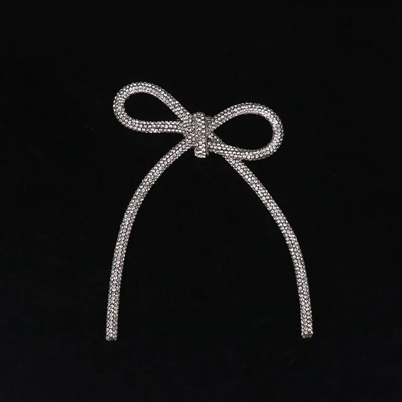 Sindary Rhinestone Crystal Bowknot Brooch Pin - Silver-Tone Clear Austrian Crystal, 4.13 Inch Bow Pendant Pin (BZ5823)
