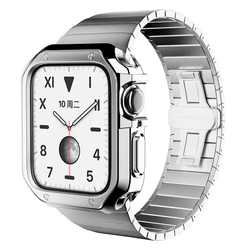 Sleek Stainless Steel Watch Strap with Soft TPU Protective Case - 40mm (Silver A)
