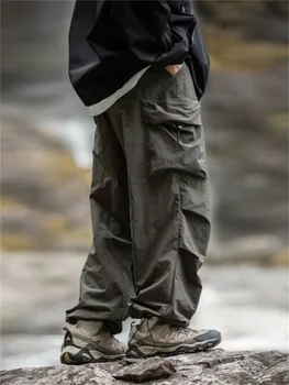 Men's Spring and Autumn New Waterproof Hip Hop Mountaineering Pants Casual Harajuku Work Pants Black Cargo Outwear Pants 3