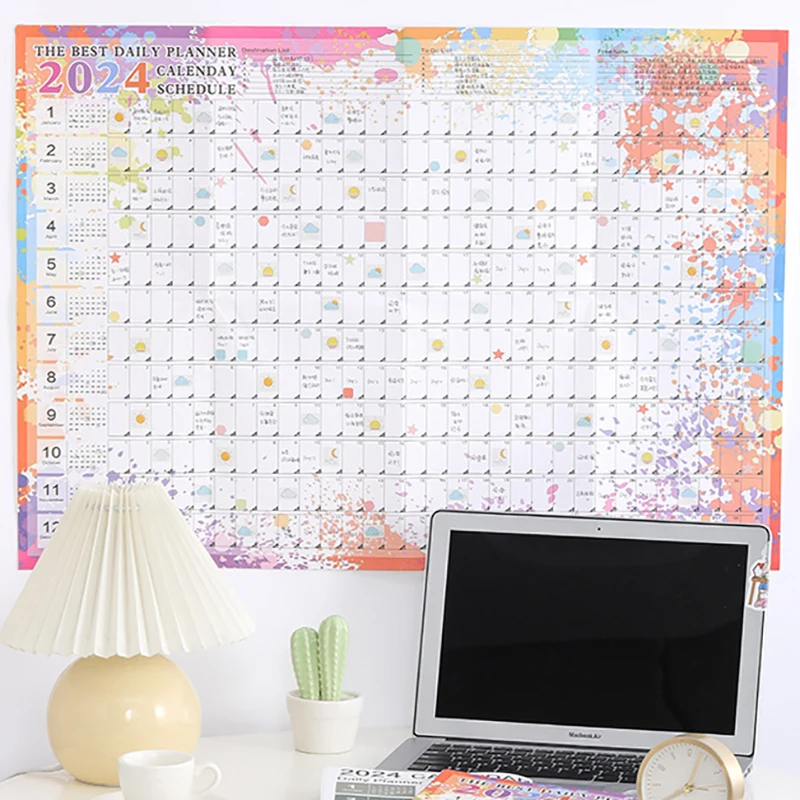 2024 Wall Hanging Calendar Daily Planner Large 366 Days Sheet Memo Pad To Do List Agenda Schedule Adult Child Educational Toys 2