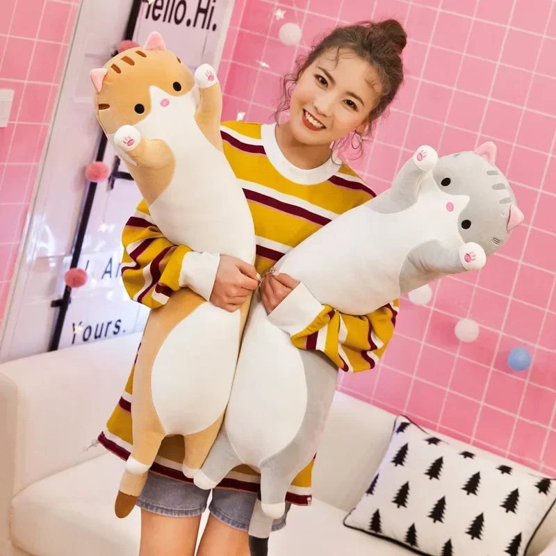 Cat Plush Toy 19.5in 50cm Long Sleeping Cats Leg Pillow Squishy Little Animal Doll Appeasing Plushie Gift