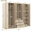 Large Wardrobe Closet 6 Doors, Wooden Wardrobe Cabinet with Big Drawers, Bedroom Armoire Dresser Wardrobe Clothes Organizer 3